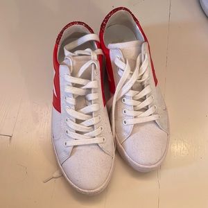 Maje red and white sparkly shoes, size 36